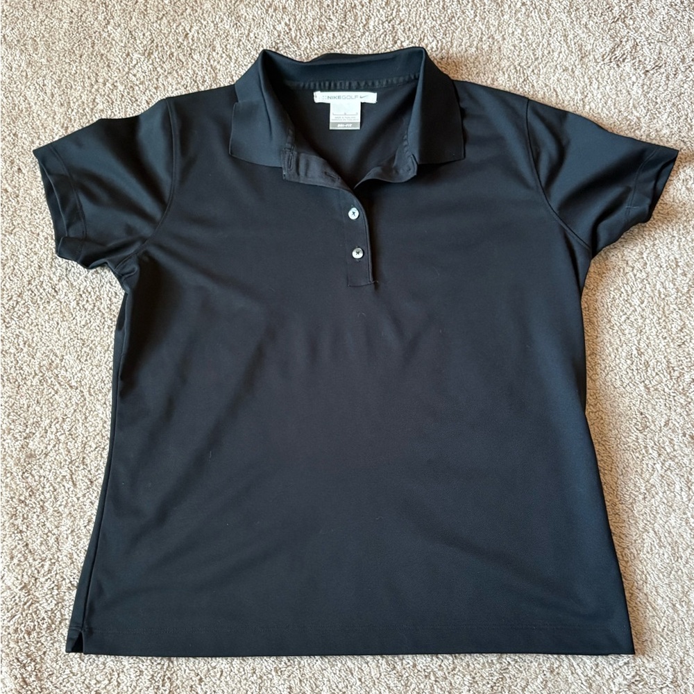 Nike Golf Dri-FIT Black Button Down Short Sleeve Polo Shirt